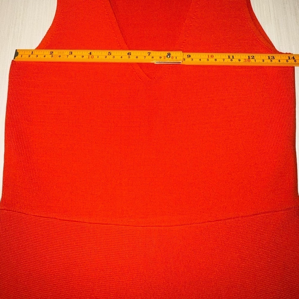 French Connection Miami Orange Knit V Neck Fit Flare Midi Dress NEW S - Picture 11 of 14